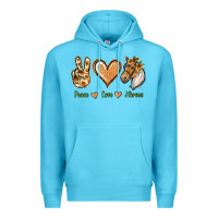 Ocean Blue Peace Love Horses Premium Hoodie - Jasminsmagicworld