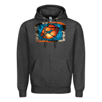Charcoal Heather Basketball Lips Zipper Hoodie - Jasminsmagicworld