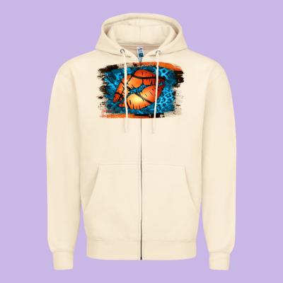 Basketball Lips Zipper Hoodie Designed By Jasminsmagicworld
