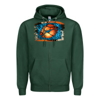 Sports Green Basketball Lips Zipper Hoodie - Jasminsmagicworld