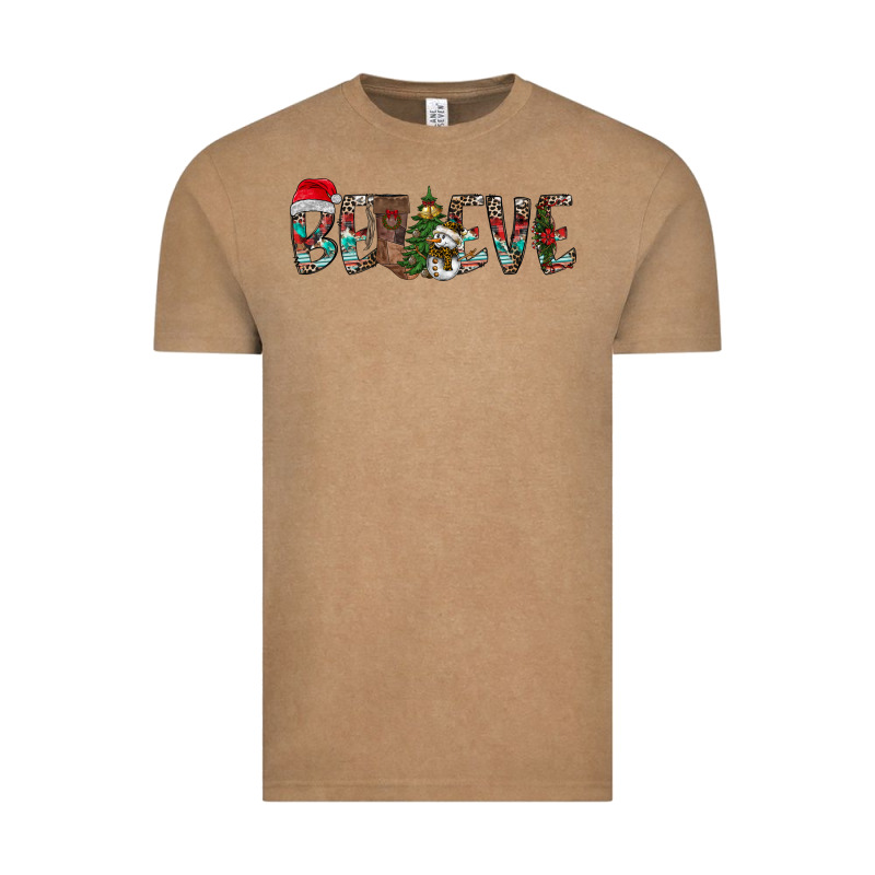 Believe Christmas Vintage Tee by CowhideDigitalArt | Teevron