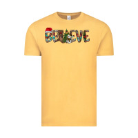 Vintage Mustard Believe Christmas Vintage Tee - CowhideDigitalArt
