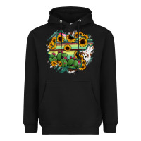 Black Guanajuato sunflower serape map Heavyweight Hoodie - RanaPortraitStore