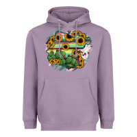 Lavender Guanajuato sunflower serape map Heavyweight Hoodie - RanaPortraitStore
