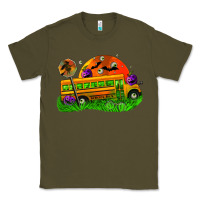 Army Green Halloween School Bus Classic Tee - FaDigitalArtStudio