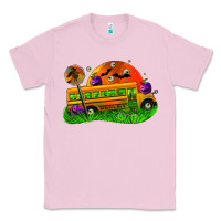 Bubblegum Pink Halloween School Bus Classic Tee - FaDigitalArtStudio
