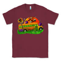 Burgundy Halloween School Bus Classic Tee - FaDigitalArtStudio