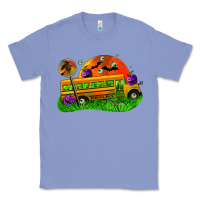 Colony Blue Halloween School Bus Classic Tee - FaDigitalArtStudio
