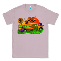 Lilac Halloween School Bus Classic Tee - FaDigitalArtStudio
