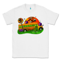 White Halloween School Bus Classic Tee - FaDigitalArtStudio