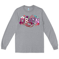 Heather Grey Valentine OBGYN Long Sleeve Tee - CowhideDigitalArt