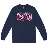 Navy Valentine OBGYN Long Sleeve Tee - CowhideDigitalArt