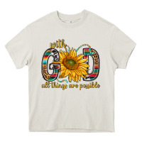 Cream with god all things are possible with sunflower bbs Heavy Core Tee - BundleAndBundleShop