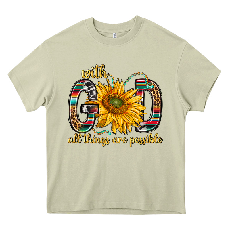 With God All Things Are Possible With Sunflower Bbs Heavy Core Tee by BundleAndBundleShop | Teevron