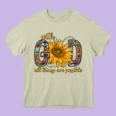 With God All Things Are Possible With Sunflower Bbs Heavy Core Tee Designed By Bundleandbundleshop