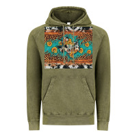 Vintage Olive bull skull texas map sunflower leopard cowhide Vintage Hoodie - Artiststas