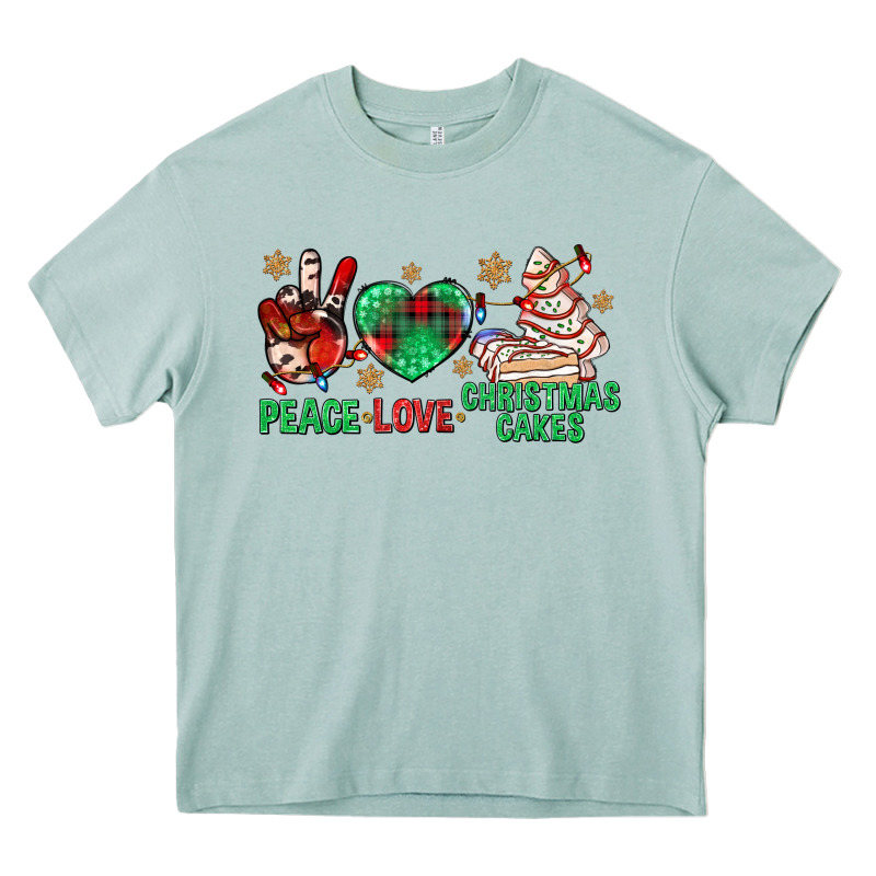 Peace Love Christmas Cakes Bbs Heavy Core Tee by BundleAndBundleShop | Teevron