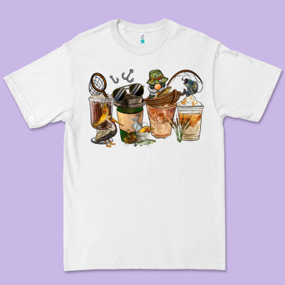 Fishing Coffee Cups Premium Tee Designed By Fadigitalartstudio