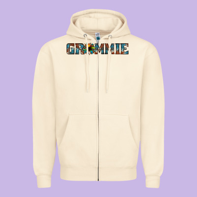 Grammie Cowhide Sunflower 1 Zipper Hoodie Designed By Jasminsmagicworld