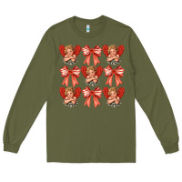 Army Green Valentines Eros and bow Long Sleeve Tee - CowhideDigitalArt