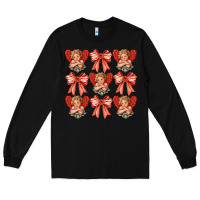 Black Valentines Eros and bow Long Sleeve Tee - CowhideDigitalArt