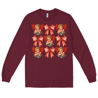 Burgundy Valentines Eros and bow Long Sleeve Tee - CowhideDigitalArt