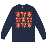 Navy Valentines Eros and bow Long Sleeve Tee - CowhideDigitalArt