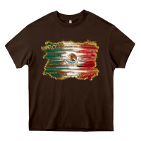 Chocolate Brown mexican flag with leopard Heavy Core Tee - RanaPortraitStore