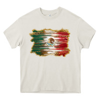 Cream mexican flag with leopard Heavy Core Tee - RanaPortraitStore
