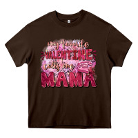 Chocolate Brown My favorite calls me mama Mother's Day Heavy Core Tee - FaDigitalArtStudio