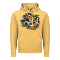 Vintage Mustard bull skull leopard cowhide sunflower texas map Vintage Hoodie - Artiststas