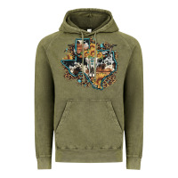 Vintage Olive bull skull leopard cowhide sunflower texas map Vintage Hoodie - Artiststas