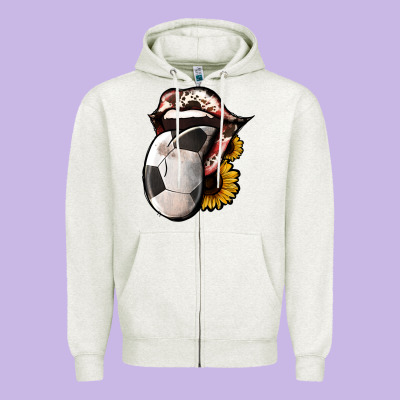 Soccer Tongue Zipper Hoodie Designed By Jasminsmagicworld