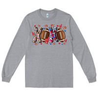 Heather Grey Xox Football Long Sleeve Tee - CowhideDigitalArt