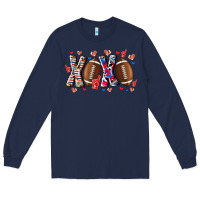 Navy Xox Football Long Sleeve Tee - CowhideDigitalArt