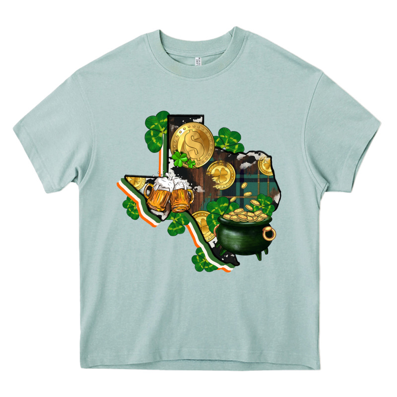Texas Map St Patricks Day Heavy Core Tee by FaDigitalArtStudio | Teevron