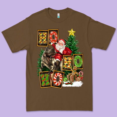 Christmas Trex Ho Ho Ho Santa Premium Tee Designed By Fadigitalartstudio