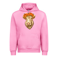 Fuchsia Pink Charolais Cow Urban Hoodie - RanaPortraitStore