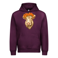 Mauve Wine Charolais Cow Urban Hoodie - RanaPortraitStore