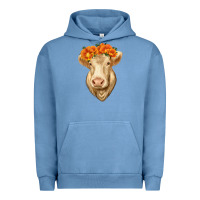 Pigment Pebble Blue Charolais Cow Urban Hoodie - RanaPortraitStore