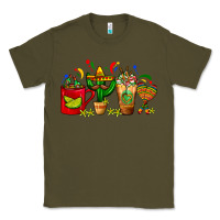 Army Green Mexico Coffee Cups With Cactus Sombrero And Maraca Classic Tee - FaDigitalArtStudio
