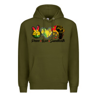 Army Green peace love juneteenth Premium Hoodie - BarkalooDesign