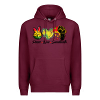 Burgundy peace love juneteenth Premium Hoodie - BarkalooDesign