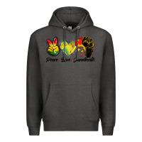 Charcoal Heather peace love juneteenth Premium Hoodie - BarkalooDesign
