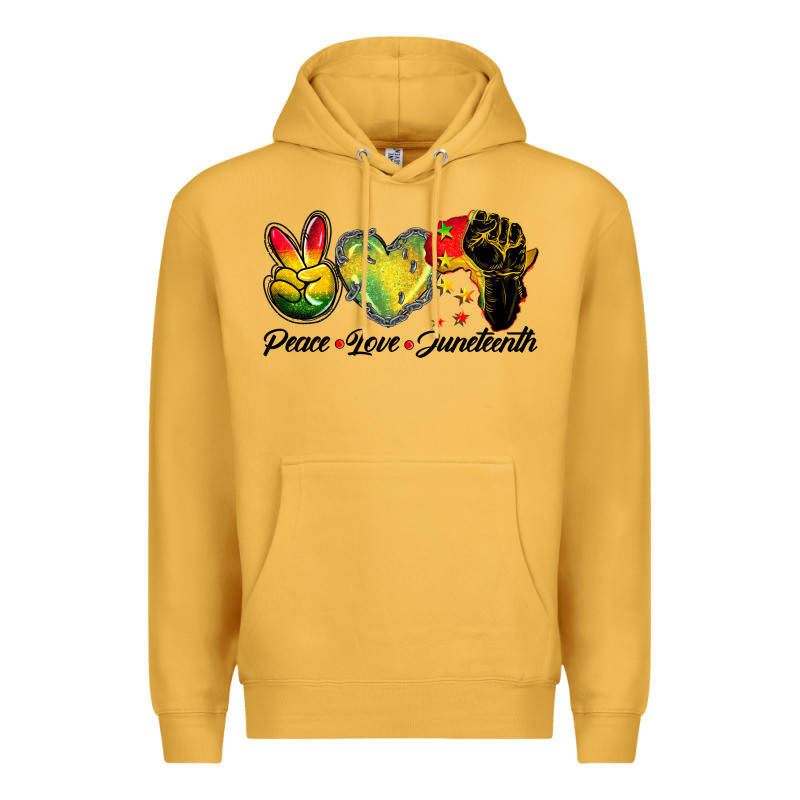 Peace Love Juneteenth Premium Hoodie by BarkalooDesign | Teevron