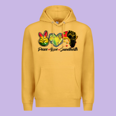 Peace Love Juneteenth Premium Hoodie Designed By Barkaloodesign