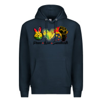 Navy peace love juneteenth Premium Hoodie - BarkalooDesign