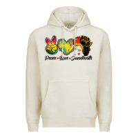 Oatmeal Heather peace love juneteenth Premium Hoodie - BarkalooDesign