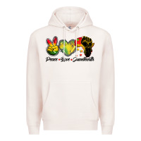 Pale Pink peace love juneteenth Premium Hoodie - BarkalooDesign