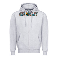 Heather Grey granny cowhide sunflower Zipper Hoodie - Jasminsmagicworld